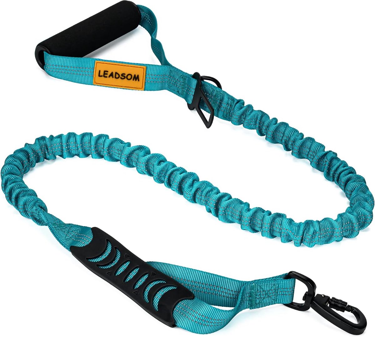 Hondenriem - Elastische Bungee Riem - Veilig Wandelen - Schokabsorberend Comfort - Middelgroot Groot - Teal