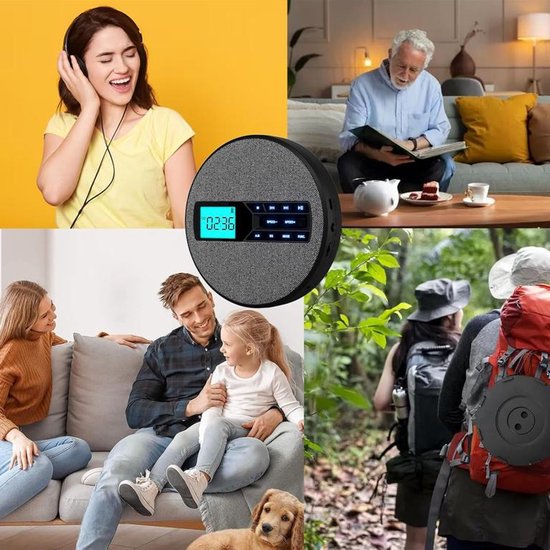 KZQ Draagbare cd-speler - Oplaadbaar - Met dubbele luidsprekers en schokbestendige functie - Ondersteunt cd-, USB- en AUX-ingangen - Voorzien van lcd-scherm - Equalizer met 5 niveaus - Geschikt voor thuis, in de auto en op reis - Zwart van kzq — afbeelding 3