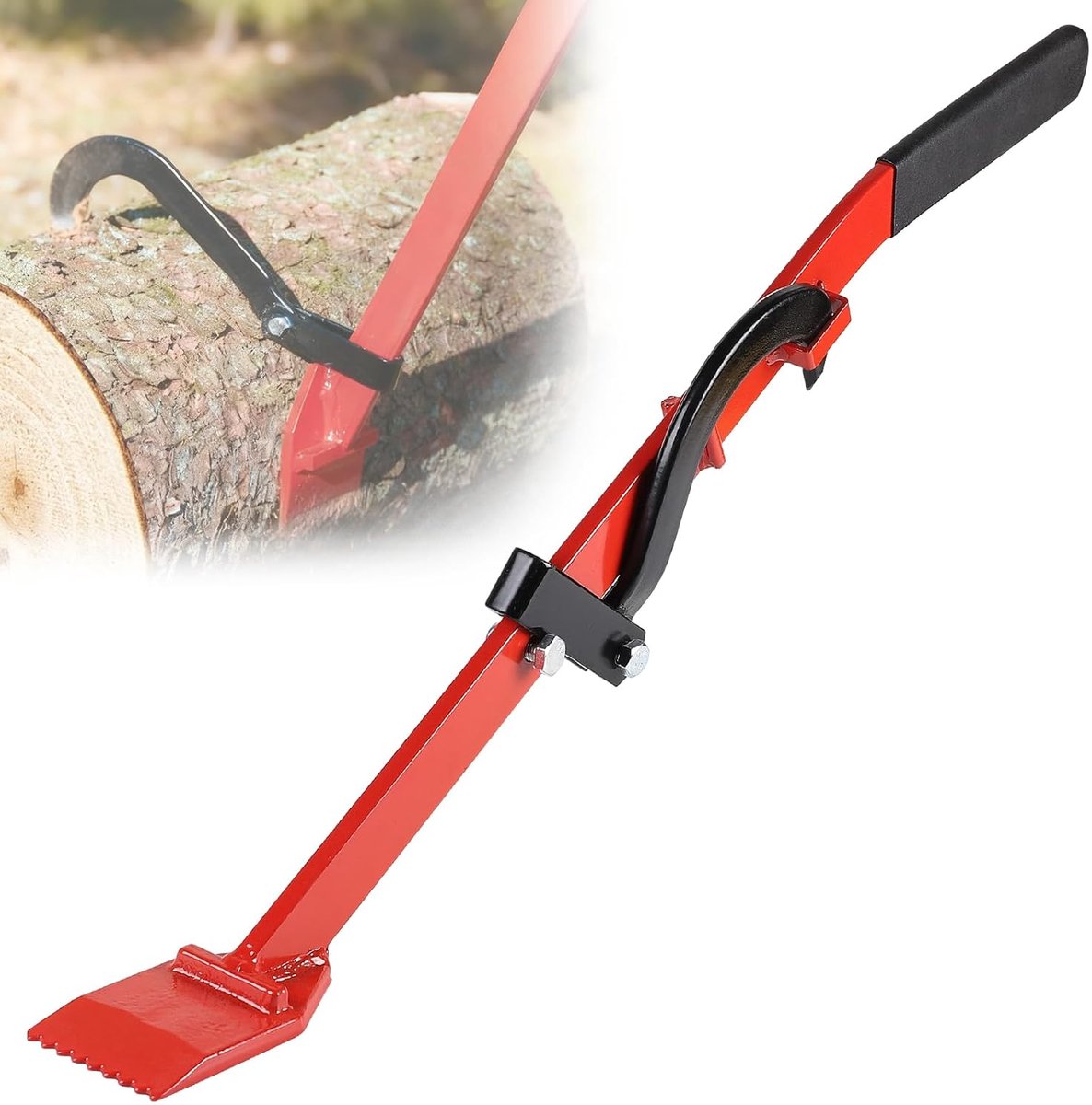 Houtlifter - Boomstamklem - Stronken Draaien - Omkeerbare Haak - 80cm Lengte - Rood