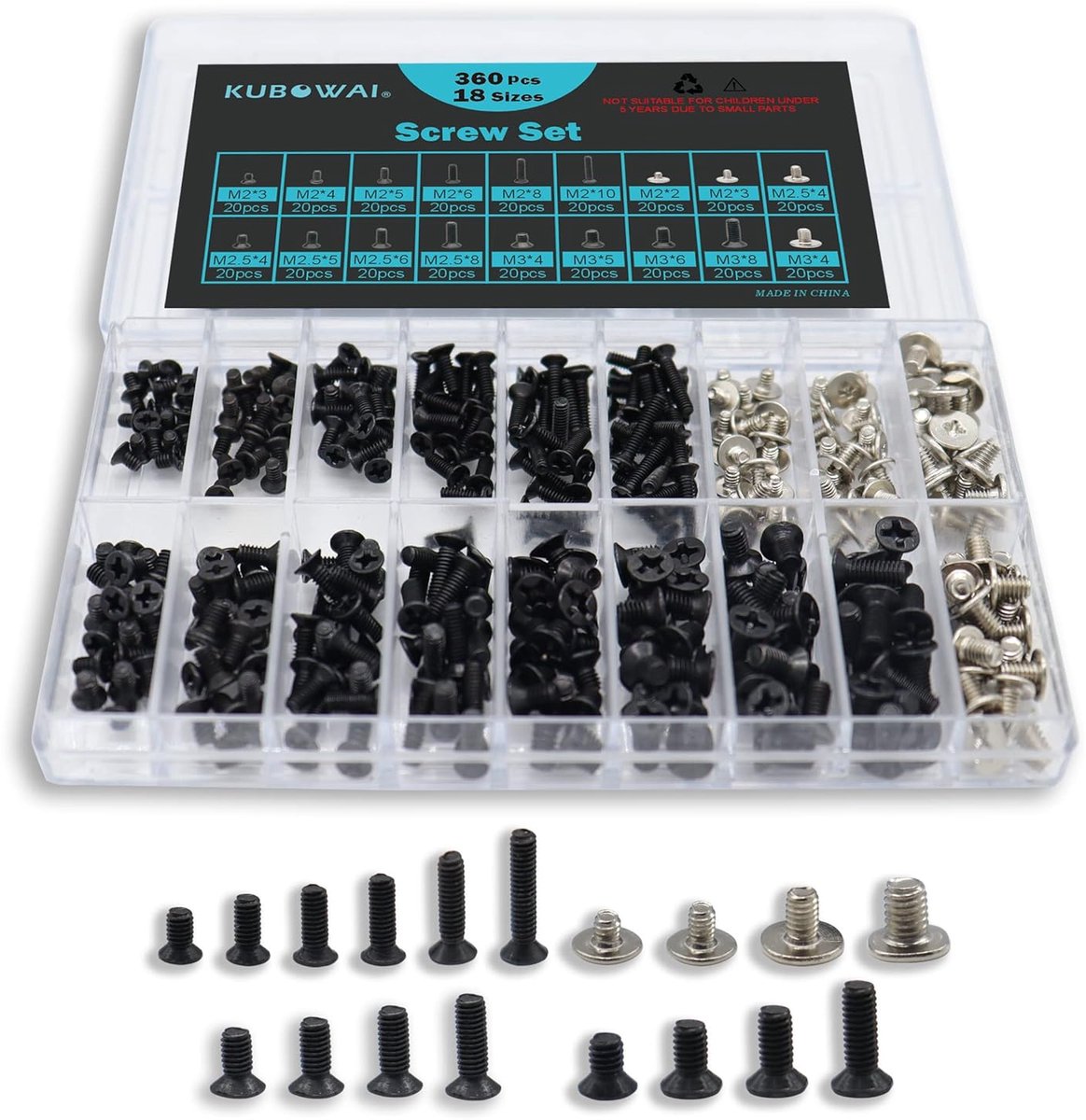360 Stukken Laptop Notebook Computer Schroeven Kit - M2/M2.5/M3 - Voor Laptops en Hard Drives - 18 Maten
