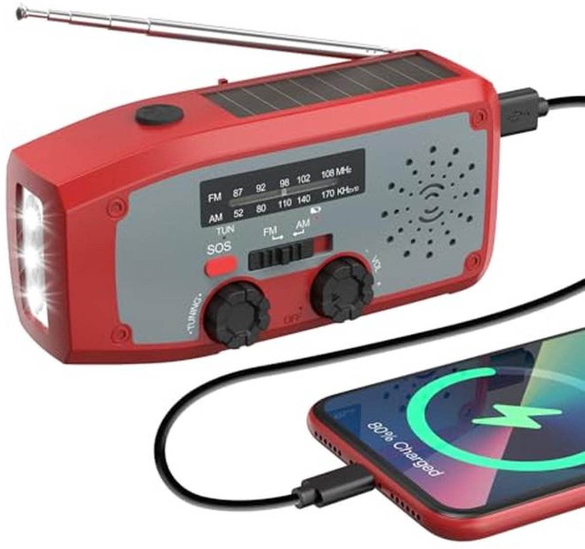 Noodradio Solar - Opwindbare Radio - Draagbare Radio - fm radio