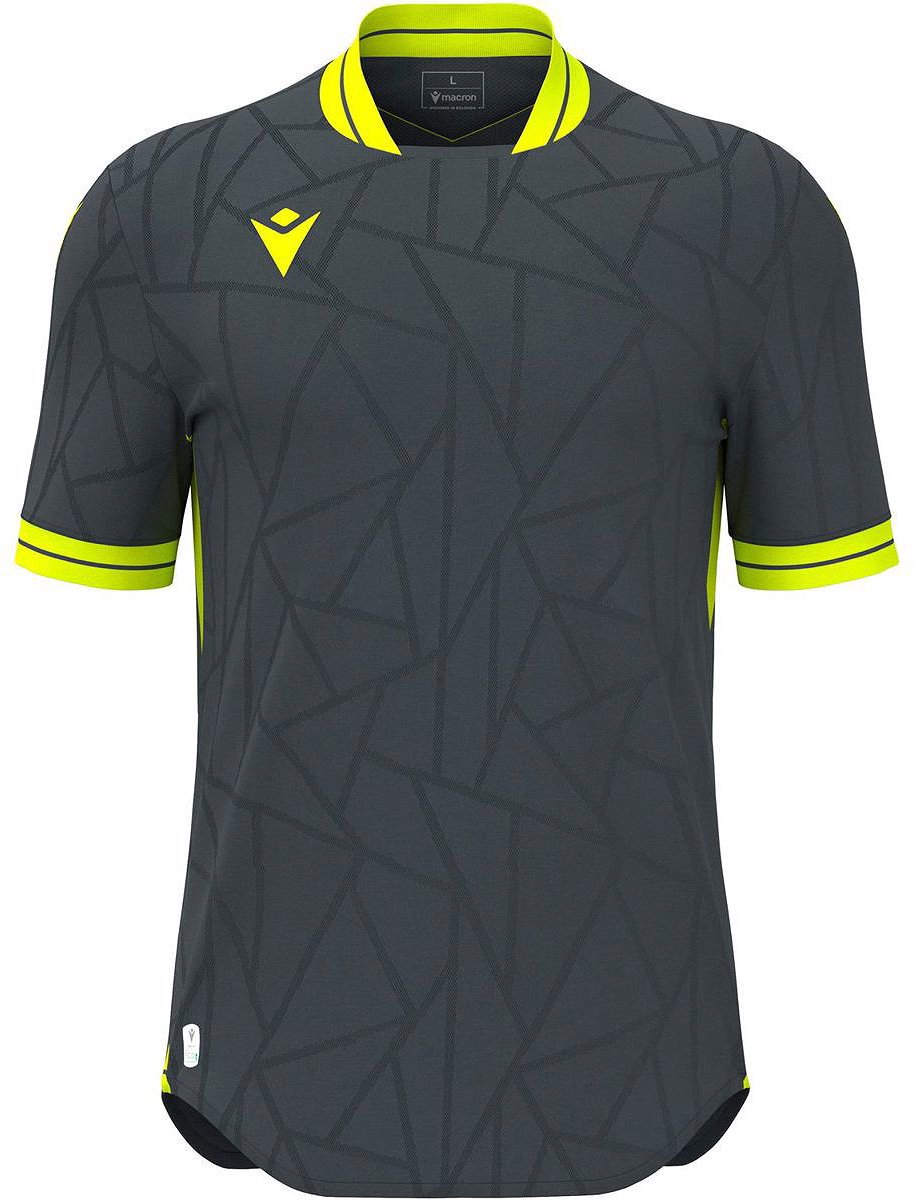 Macron Cerberus Shirt Korte Mouw Heren - Antraciet / Fluogeel | Maat: L