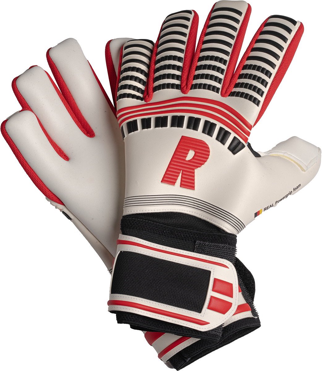 Real Power Keepershandschoenen - Wit / Zwart / Rood | Maat: 8