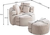 HAUSS SPOLE Fauteuil - Schuimstoel Met Hocker - Rond Vatdesign - Voor Woonkamer En Slaapkamer - Zachte Stoffen Bekleding - Beige