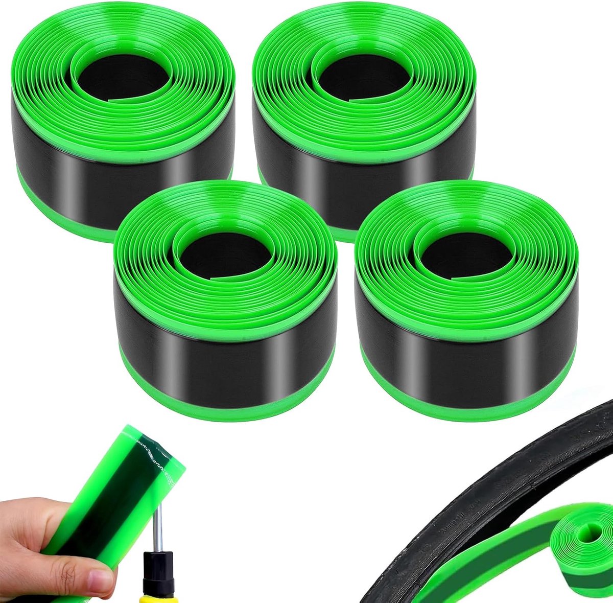 Fietsband Bescherming - Liner Velgenband - Voorkom Lekrijden - Licht Scheurvast TPU - 230cm x 38mm - Donkergroen Groen