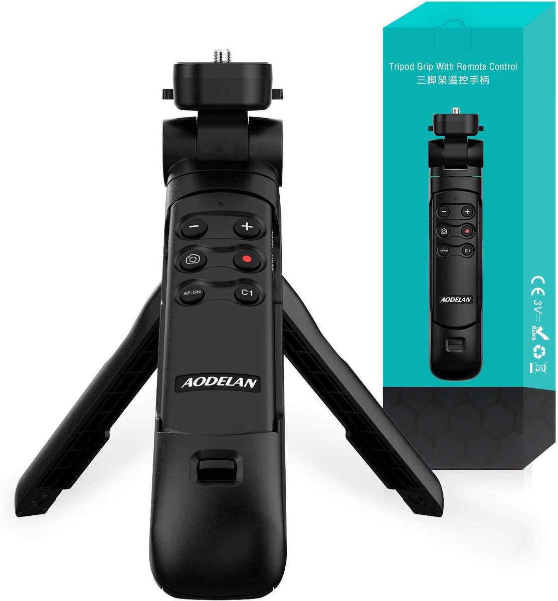 Camerastatief Handgreep - Vlog Statief Grip - Video Opnames Vloggen - Draadloze Afstandsbediening - 190 Gram 1 KG - Zwart