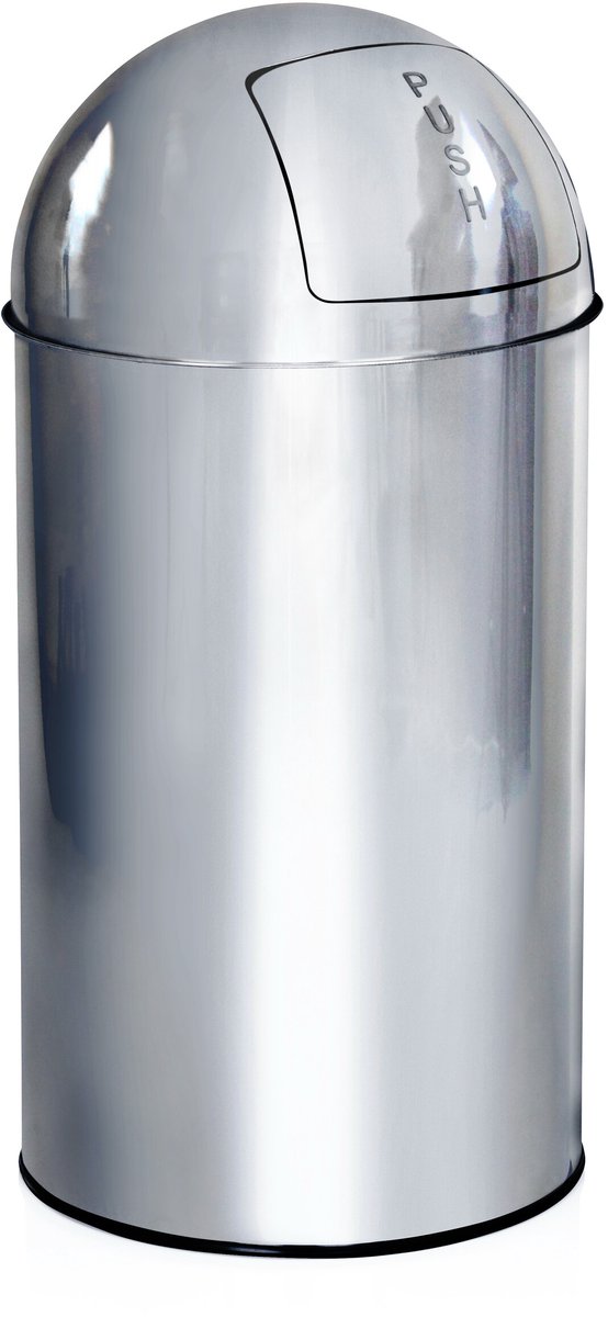 Prullenbak - 50L - Chroom - Plaatstaal - Push