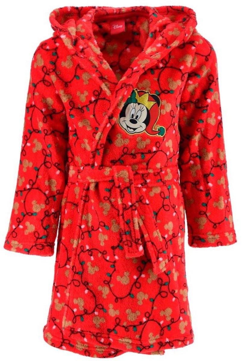 Disney Minnie Badjas - Kinderbadjas - Kerst ochtendjas - 8 jaar - Voor kinderen - Minnie Mouse - 128 cm - Rood