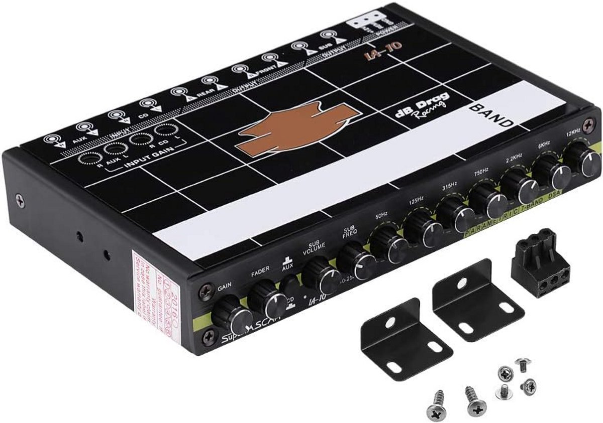 Grafische Audio Equalizer voor Auto - 7 Bands EQ met 3.5mm AUX Ingang