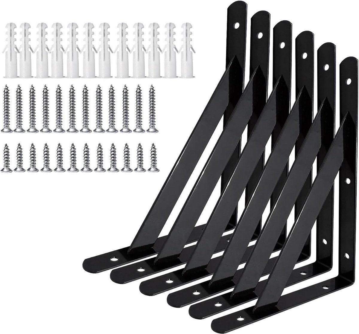 Stevige Plankdragers voor Wandmontage - Zwart Stalen Beugels voor Planken (Diverse Maten)
