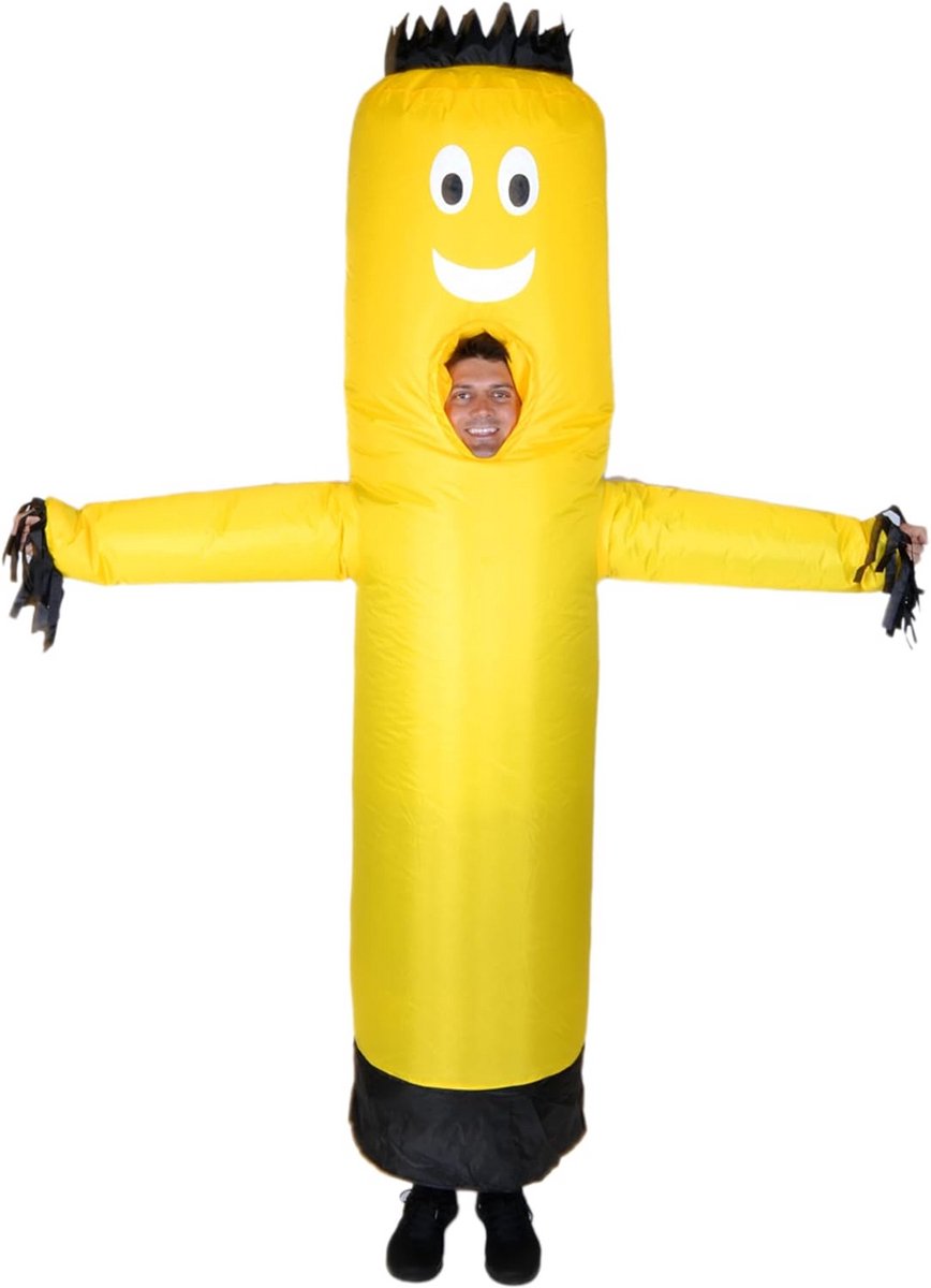 Opblaasbaar Buis Man Kostuum Wacky Waving Danser voor Volwassenen Geel