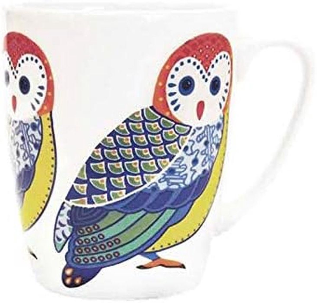 Grote Keramische Mok 400 ml met Uil en Vogels - Eiken Vorm