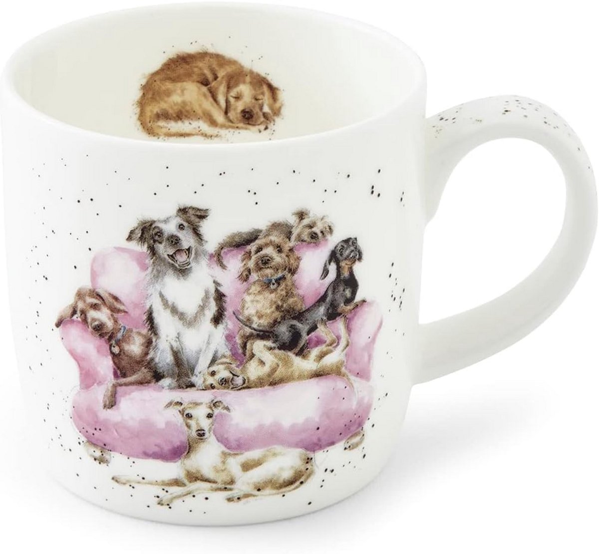 Hondentheemok Bone China voor filmavond met aquarelillustratie