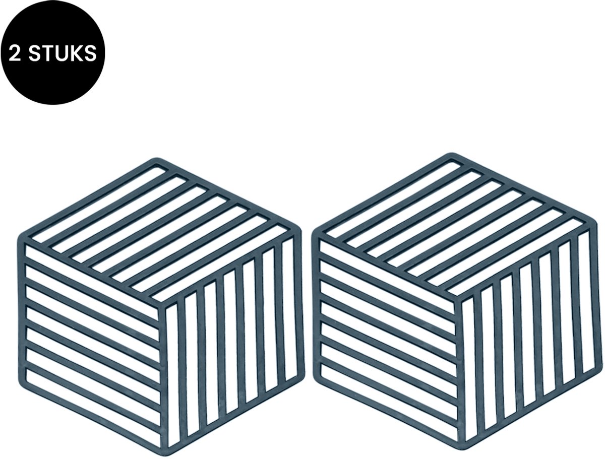 Purepeak Pannenrooster Set 2 Stuks - Pannenonderzetter voor Aanrecht - Blauw - Hittebestendig tot 230°C