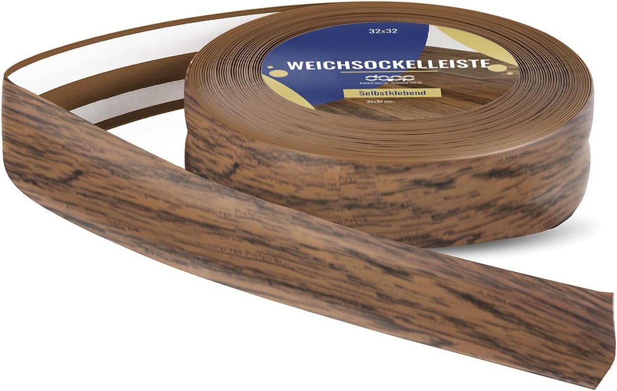 Zelfklevende PVC Plint Rustiek Eiken 40m - Flexibele Hoeklijst voor Vloer en Muur