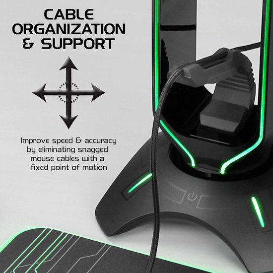 Gaming Headset Standaard met Muisbungee en 2 Poorts USB Hub, 7 Kleuren LED Verlichting van Merkloos — afbeelding 3