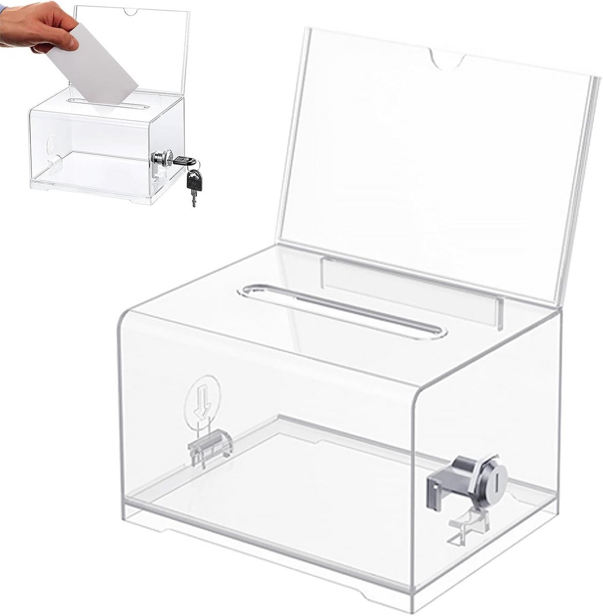 Transparante Afsluitbare Acryl Box met Sleutelslot voor Lootjes en Suggesties