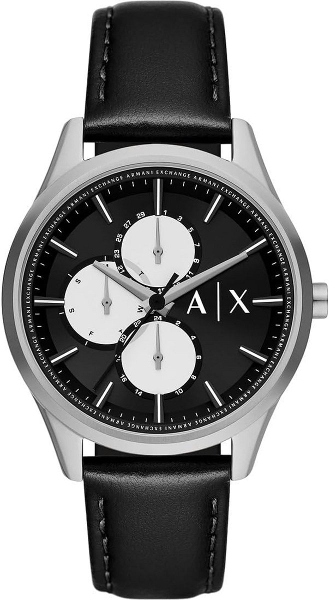 Herenhorloge Quartz Zwart Leren Band Multifunctioneel