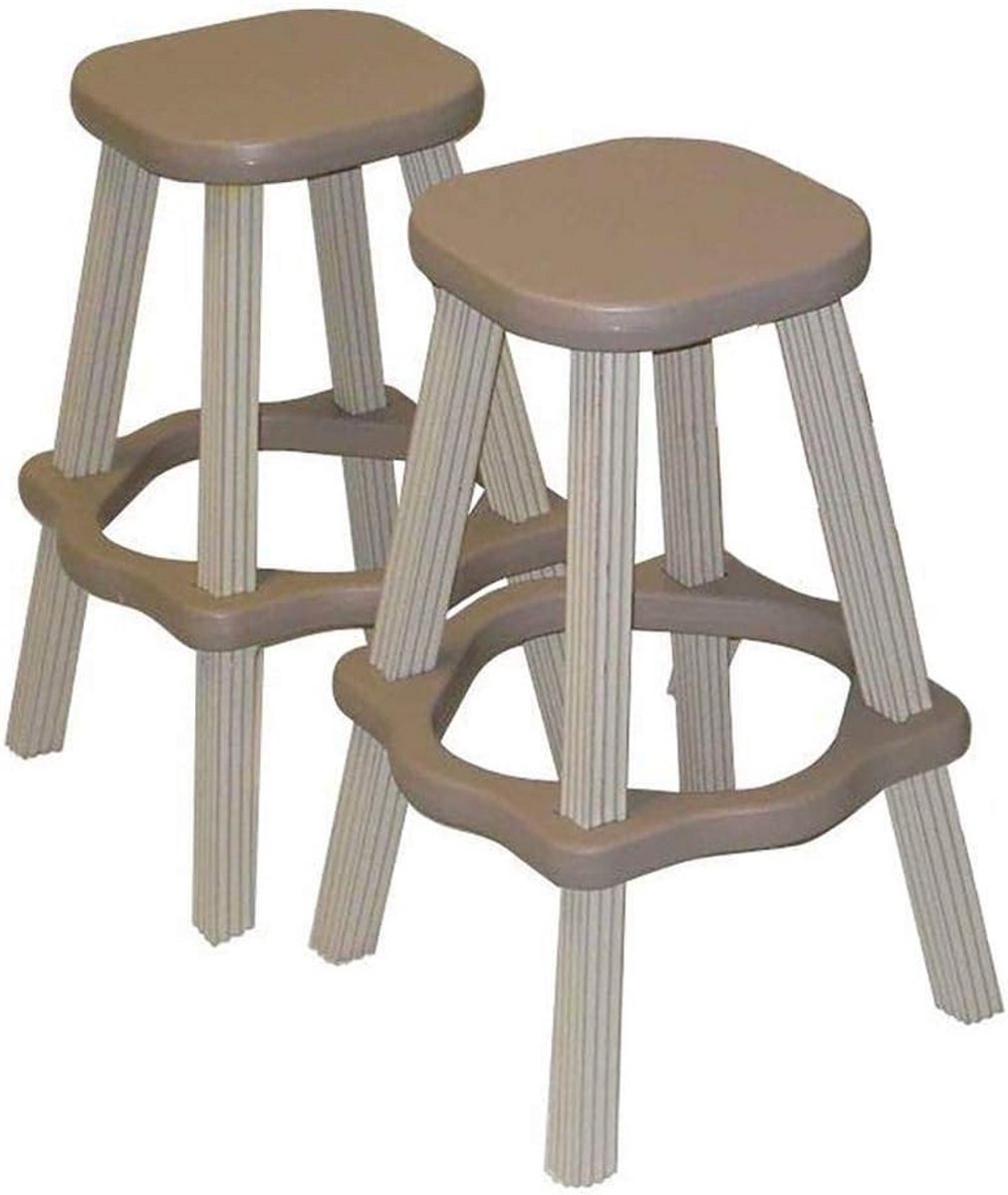 Set van 2 Barkrukken Tuin - 26 Inch Hoog - Taupe/Beige - Onderhoudsvrij Buitenmeubilair