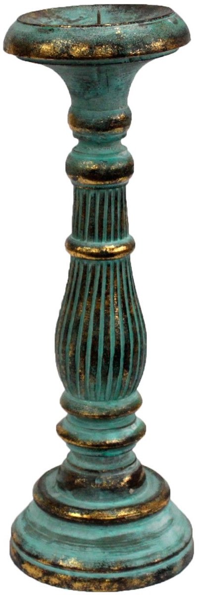 Ancient Wisdom Middelgrote kaarsenstandaard - Turquoise Goud turkoois