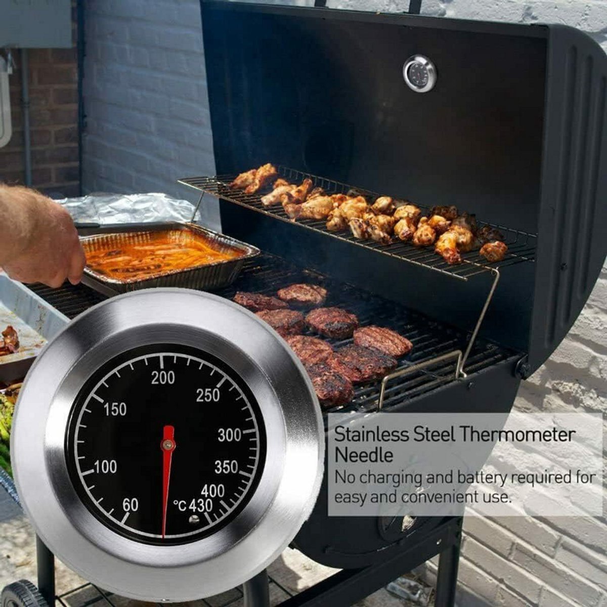 Temperatuurmeter voor Oven, Grill en Roker - Roestvrij Staal