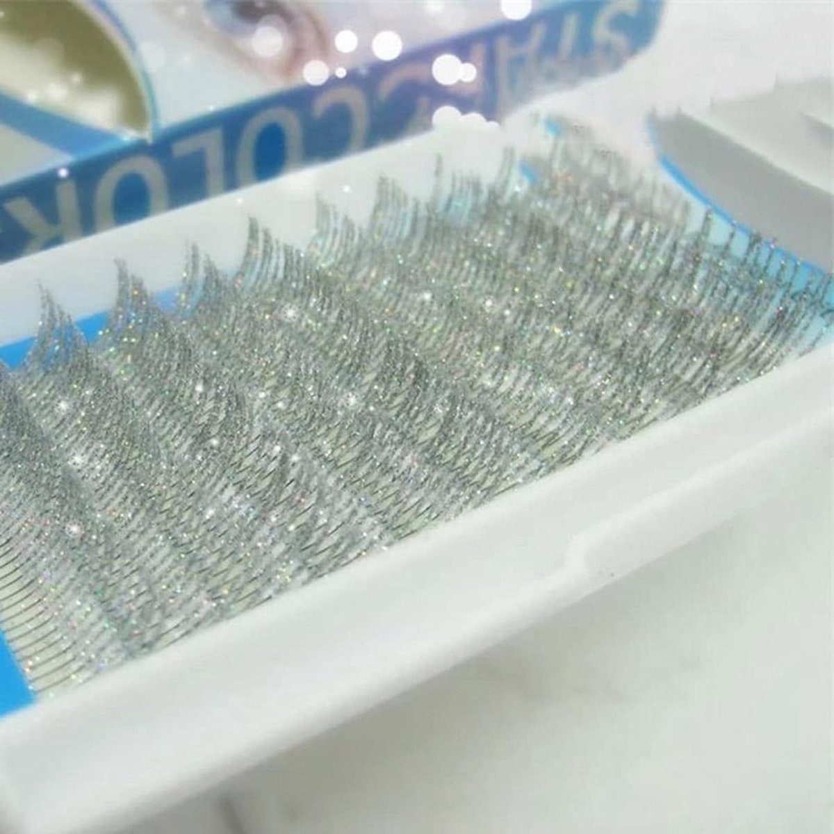 Glitter Wimperuitbreidingen - 0,15 Mm Dikte - Individuele Valse Wimpers in Zilver Paars