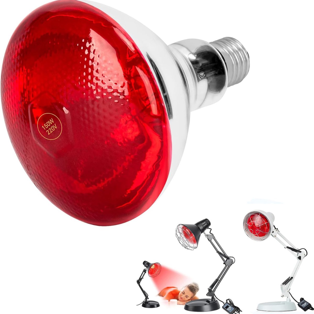 RONN® Warmtelamp Reptielen - UVB Lamp Terrarium - Hot Spot Lamp incl, Reserve Lamp - Rood - 17cm x 15cm x 15cm