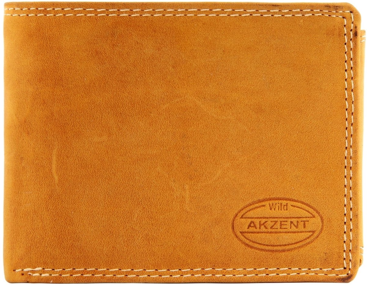 AKZENT Herenportemonnee horizontaal echt leer Aktar Akzent herenportemonnee van echt leer, formaat 12 x 10 cm.