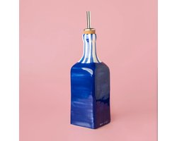 Olijfolie dispenser - Costa Azul - Spaans - Handgemaakt - 475ml - Keramiek - Blauw - Wit - Keuken - Koken - Bakken - Olijf - Fles