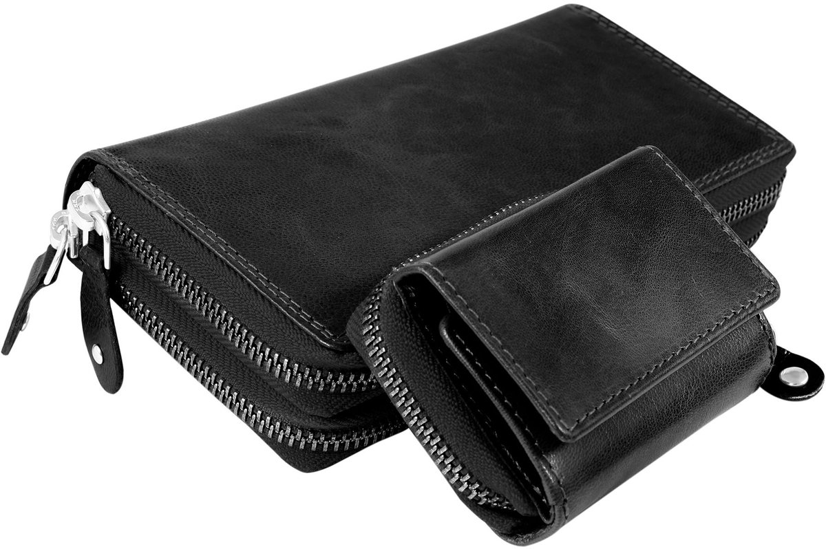 JUST Gewoon Unisex Portemonnee JU40006 Echte leren portemonnees in een set, RFID-bescherming
