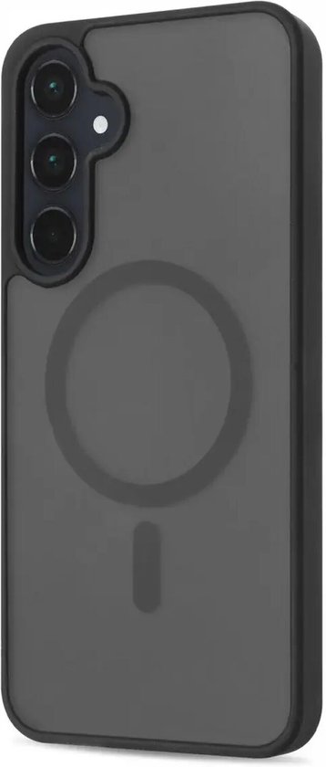 Zwarte matte beschermhoes met MagSafe-ring, voor Samsung Galaxy A55.