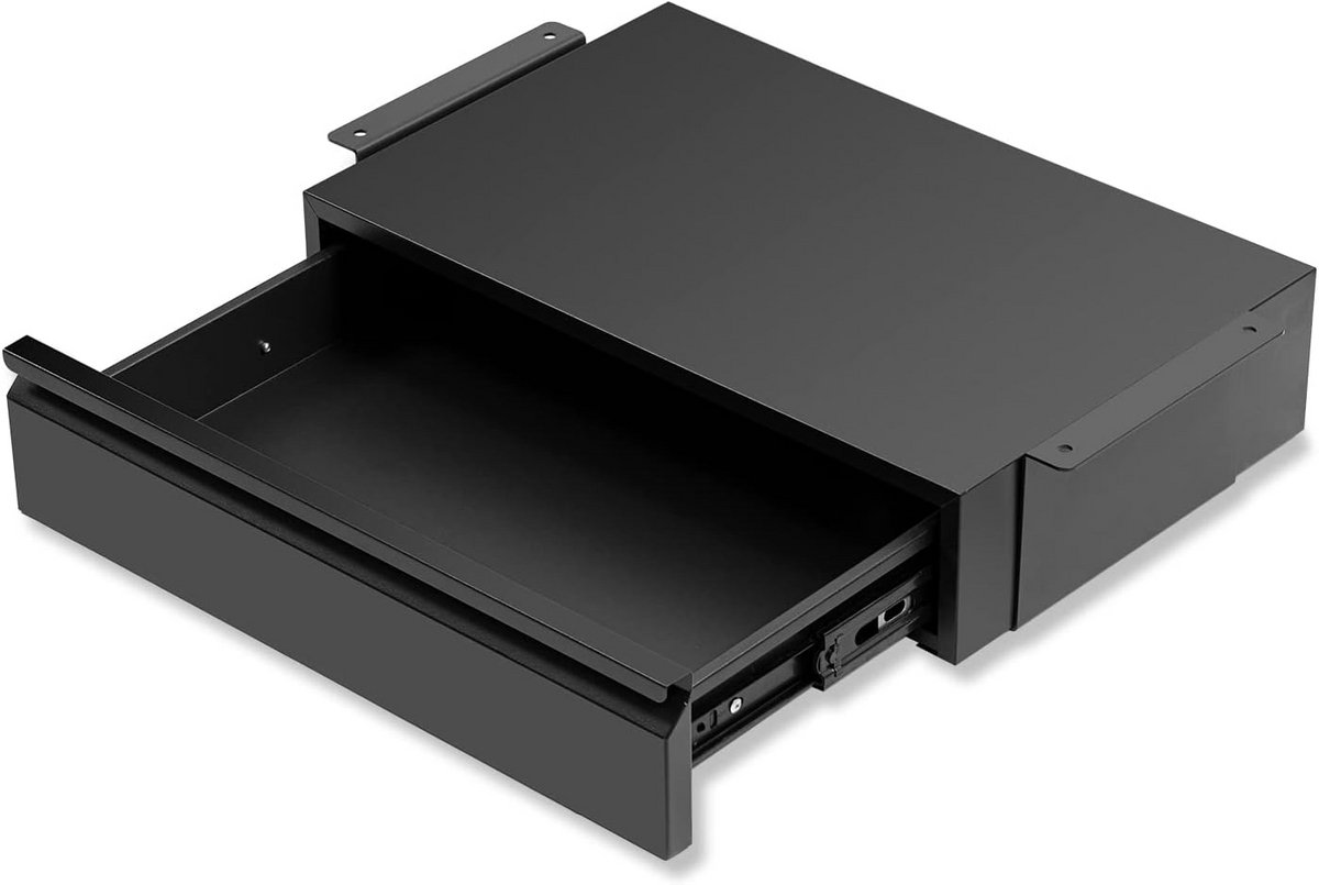 Onder Bureau Metalen Lade met Grote Slide Extension en Uittrekbare Plank - Organizer voor Tafel of Werkbank