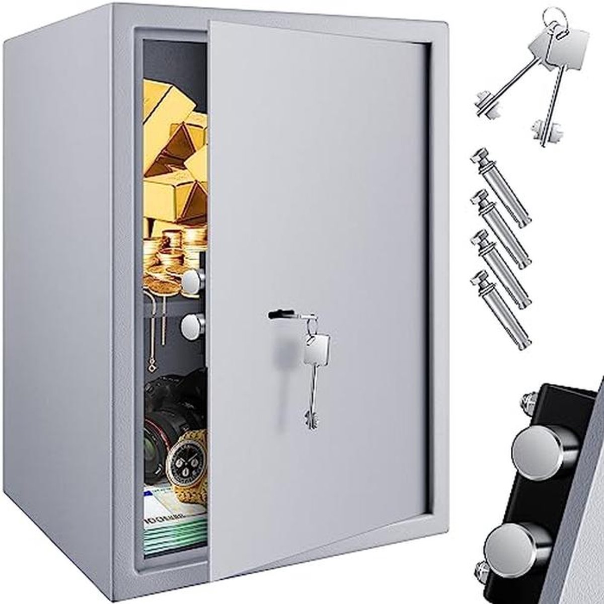 Veiligheidskluis met Dubbelbaardslot - Ideale Oplossing voor Thuis en Kantoor - 50 x 35 x 31 cm - Inclusief 2 Sleutels en Bevestigingsmateriaal