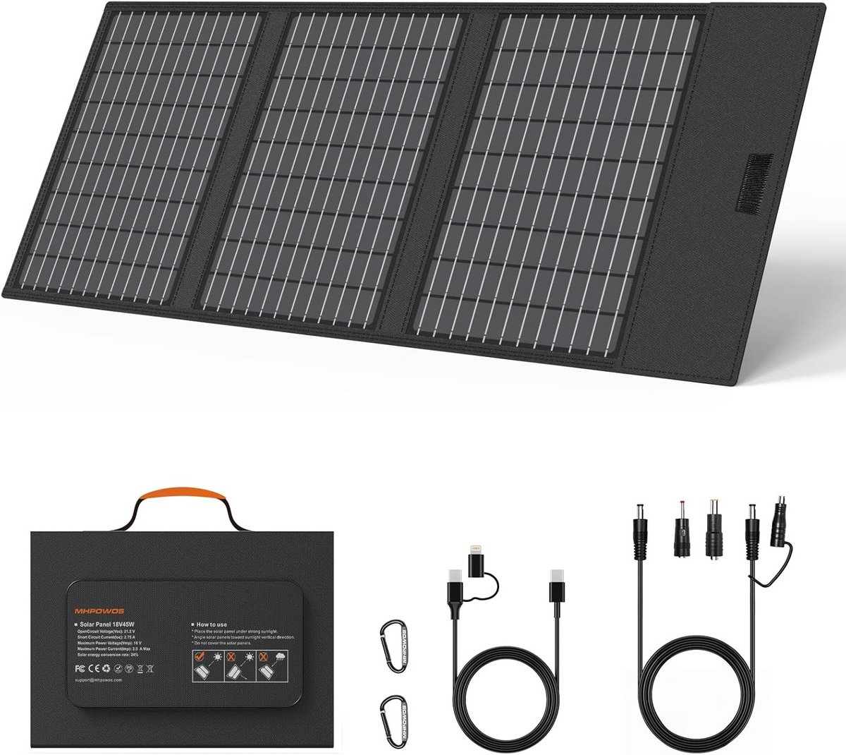 Opvouwbaar zonnepaneel 45 W - Draagbare zonne-oplader voor voertuigen en elektrische apparaten
