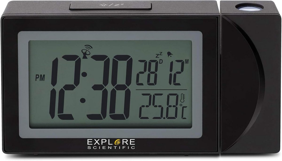 Radiogestuurde wekker met projectie, USB-oplader en snooze functie