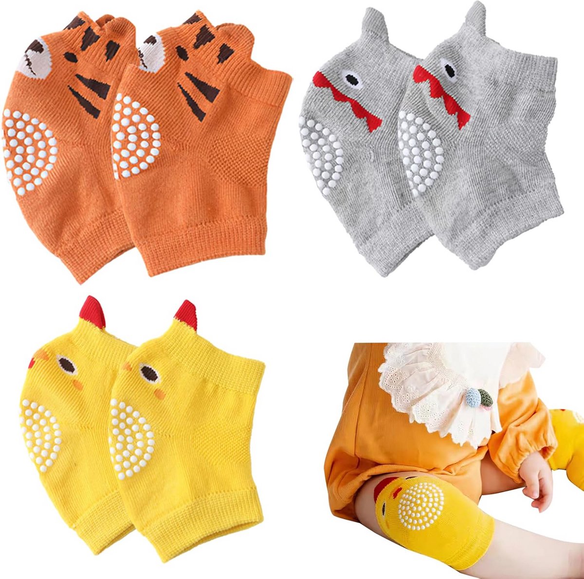 3-delige baby kniebeschermers voor veilig kruipen en wandelen - Antislip elastische kniekappen voor jongens en meisjes