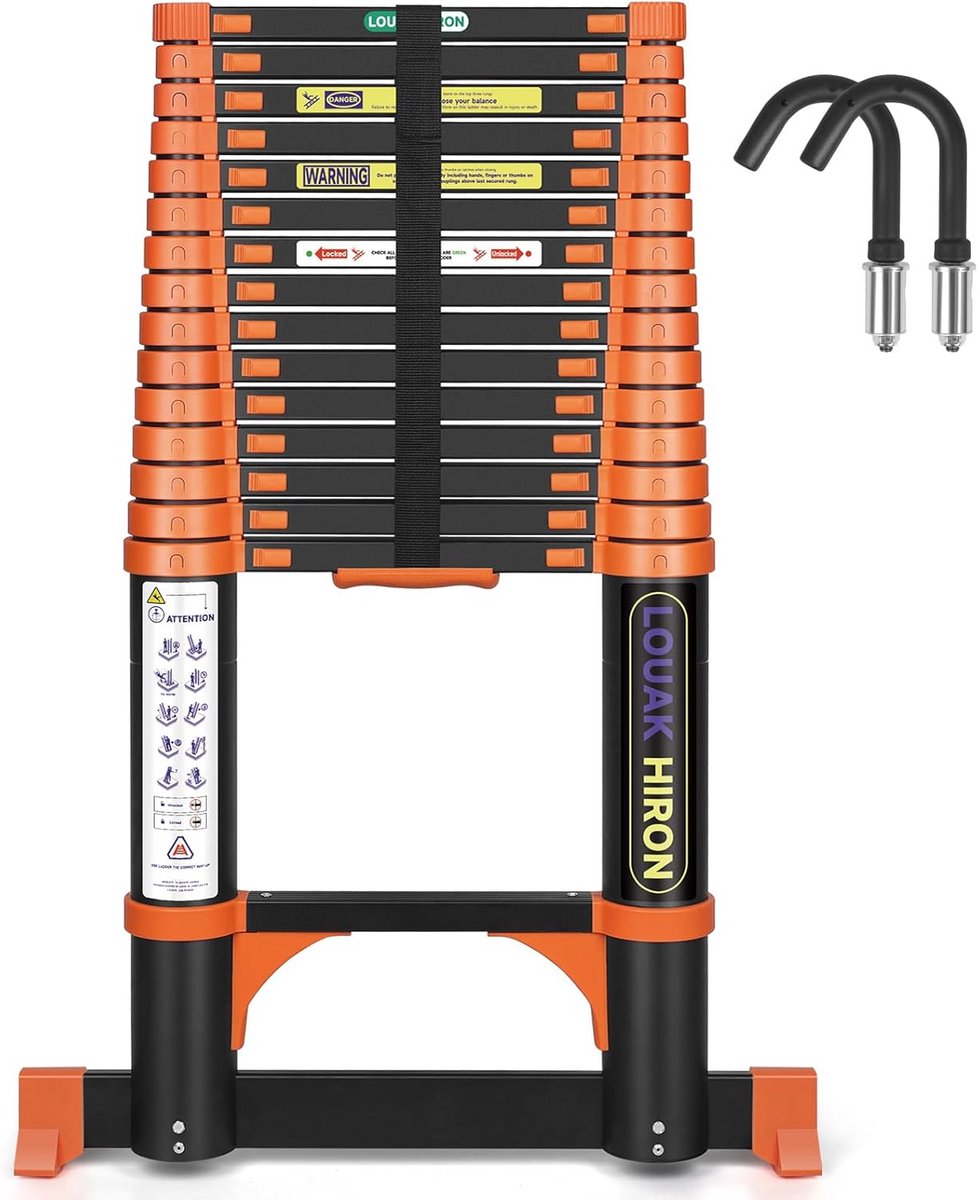 Telescopische ladder 4,7 m - Vouwladder en multifunctionele huishoudladder met antislip en hoogwaardig aluminium