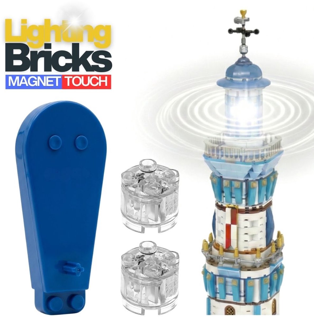 Xainy MC04 Magnetisch Touch Verlichtingsset rond | Elementensplitser seperator tool | Speelgoed lampjes op batterijen | Technic bouwblokken verlichting geschikt voor city architecture bouwsets | My bricks light geschikt voor Reobrix Pantasy