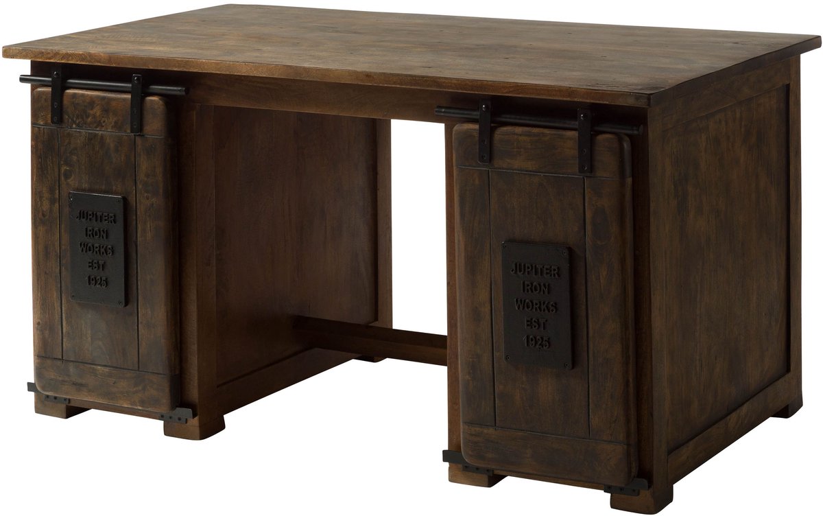MASSIVMOEBEL24.DE bureau RAILWAY #461 bruin 140x80x76 cm (BxTxH)