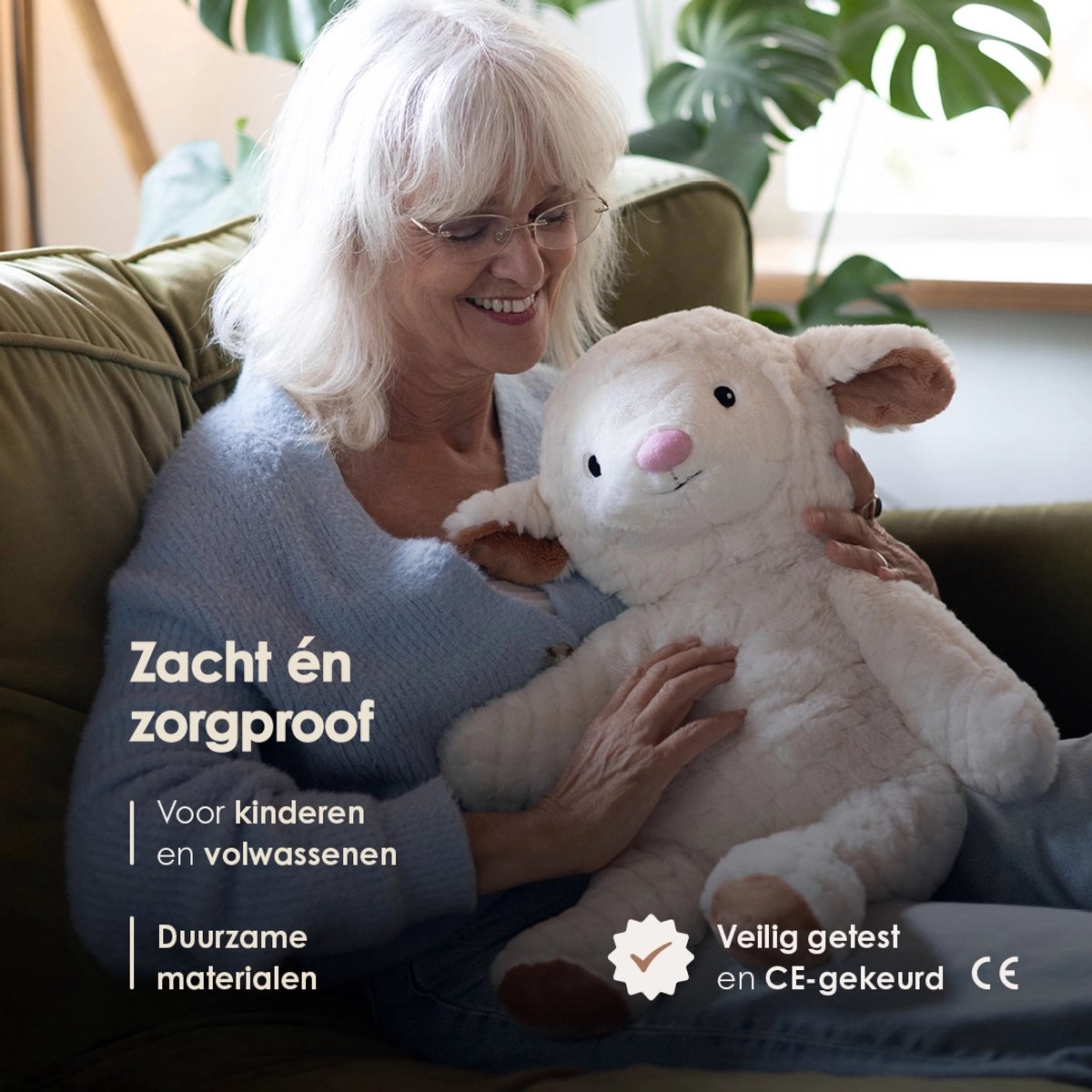 Lotgenootje Verzwaringsknuffel Schaap - 45cm/2kg - Verzwaarde Knuffel - Weighted Stuffed Animal - Sensorisch Speelgoed - Zware Knuffel Anxiety - Plushie — afbeelding 6
