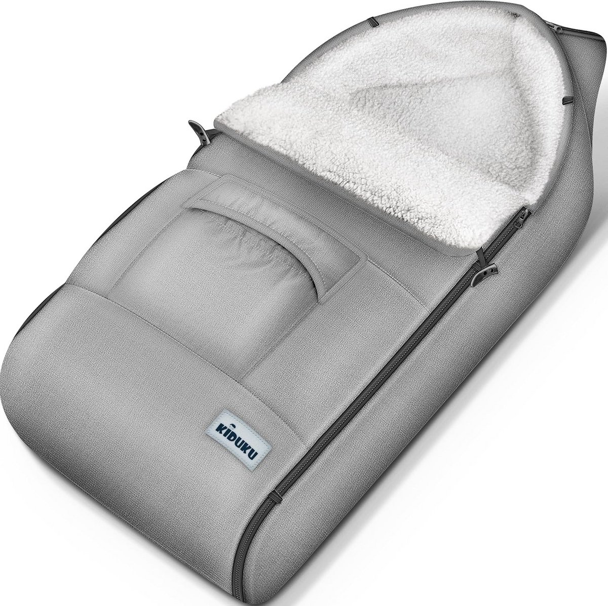 Wintervoetenzak voor Kinderwagens en Buggy's - Wasbare Babyvoetenzak met Ritssluiting en Tas in Jeans Grijs
