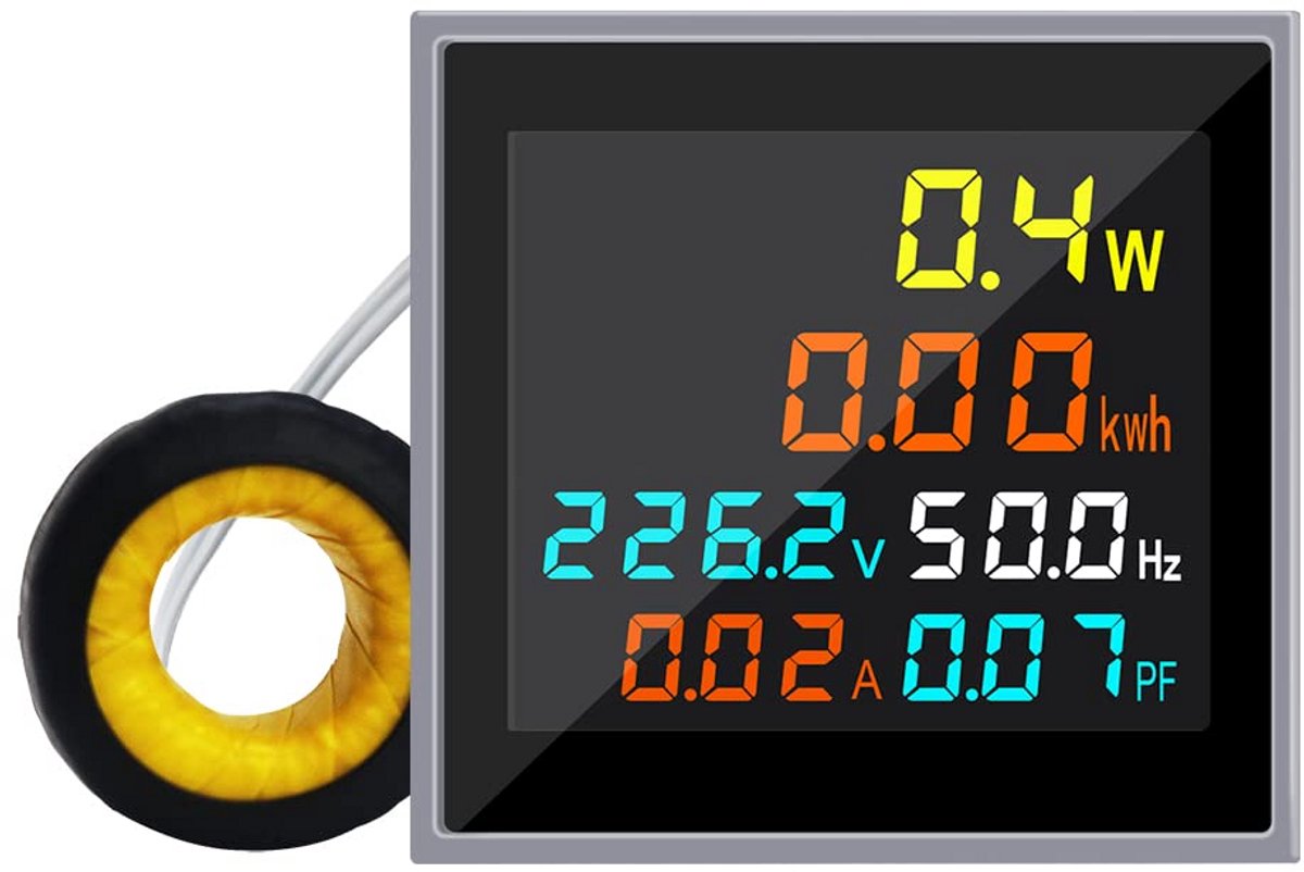 Mini AC Meter voor Energie- en Vermogensmeting – 1 Fase 110V/220V, 100A – HD LCD Display