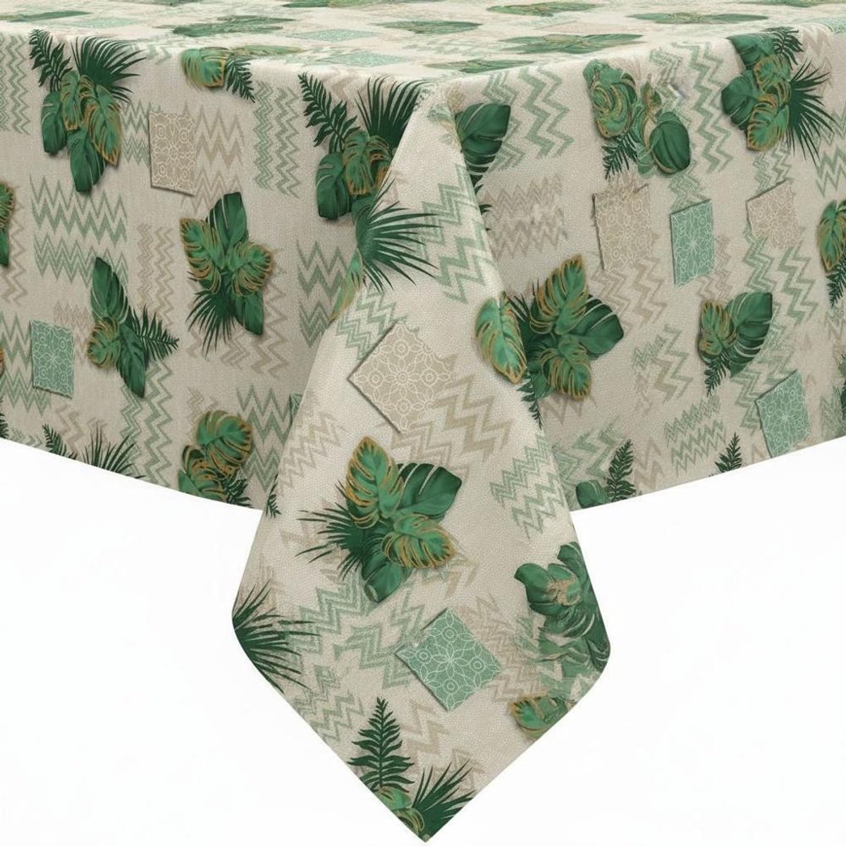 Protecttable - Tafelzeil Tropisch Groen 140x320cm - Tafelkleed Afwasbaar - Kunststof