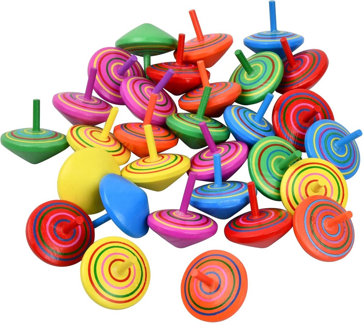 30 Stuks Kleurrijke Houten Tollen voor Kinderen – Feestspeelgoed, Mini-Gyroscoop, Cadeautjes voor Kinderfeest