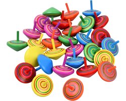 30 Stuks Kleurrijke Houten Tollen voor Kinderen – Feestspeelgoed, Mini-Gyroscoop, Cadeautjes voor Kinderfeest