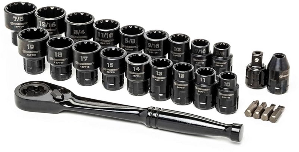 25-delige 3/8 inch Moersleutel Set met Universele Doppen voor Krappe Plekken