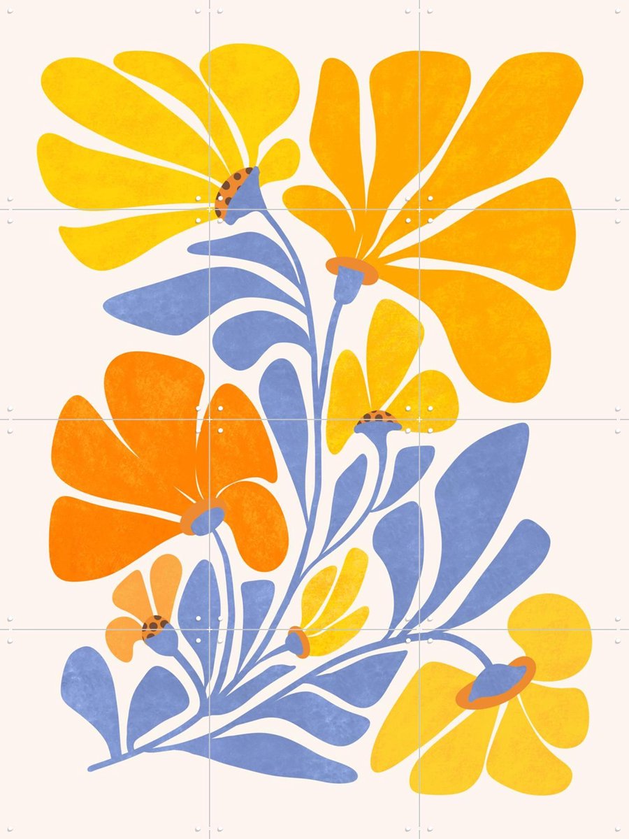 IXXI Joyful Sunflowers, Kristian Gallagher & Various - 60 x 80 cm - Gratis ophangtool - Grote wanddecoratie en posters - Grafisch Ontwerp