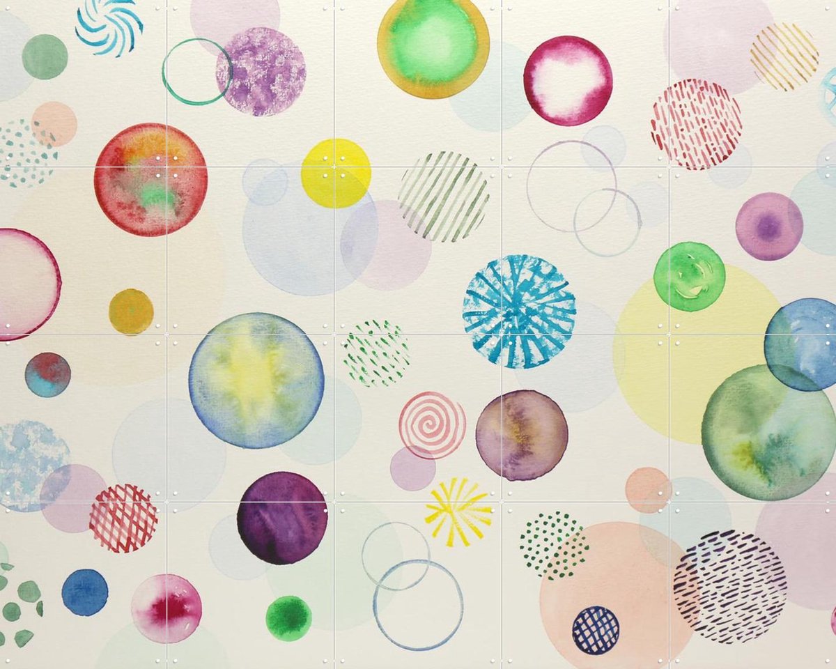 IXXI Happy Bubbles, Natalie Bruns - 100 x 80 cm - Gratis ophangtool - Grote wanddecoratie en posters - Grafisch Ontwerp, Aquarel, Kleurrijk, Speels
