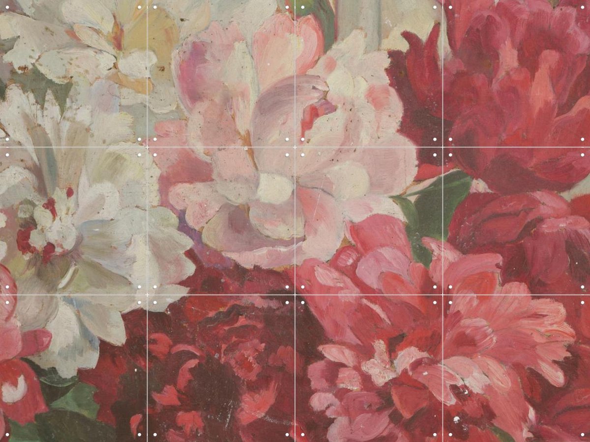 IXXI Tableau Fleurs Genevieve, Aster Edition - 80 x 60 cm - Gratis ophangtool - Grote wanddecoratie en posters - Kleurrijk, Botanisch, Bloemen