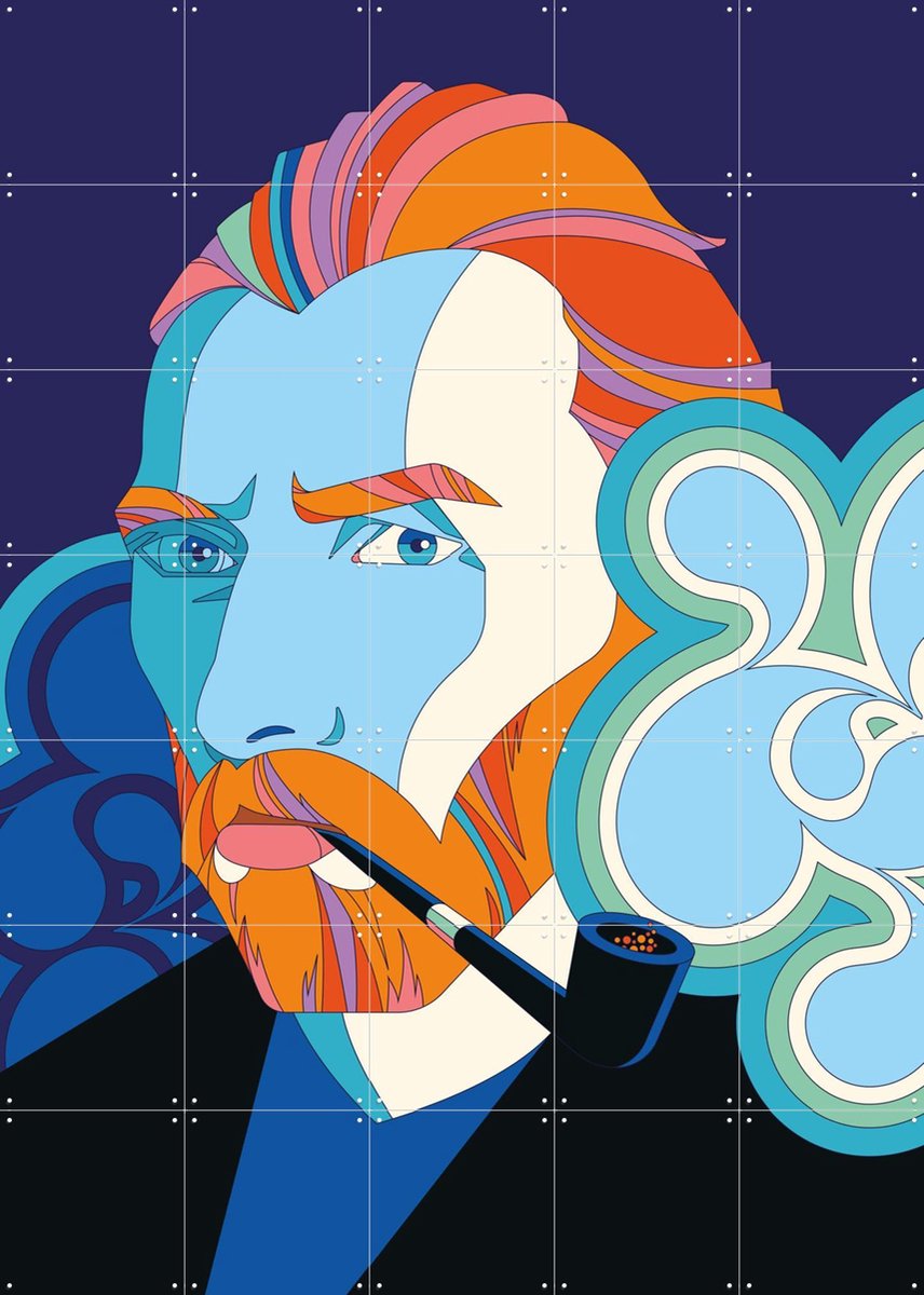 IXXI Van Gogh Portrait, Bo Lundberg & Van Gogh 21st Century - 100 x 140 cm - Gratis ophangtool - Grote wanddecoratie en posters - Cartoonesk